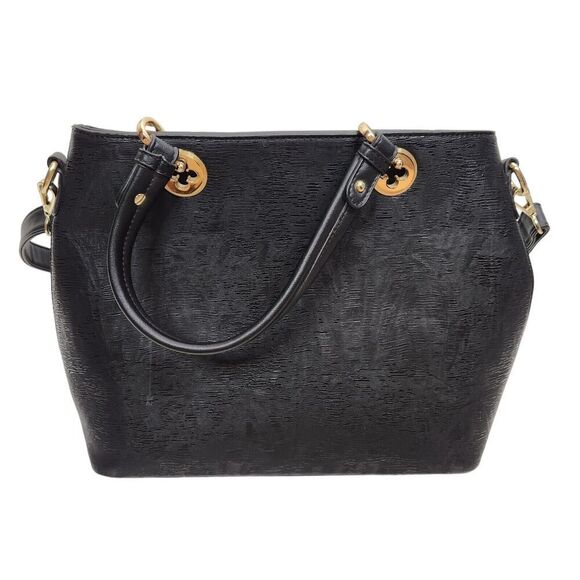 MKF Collection by Mia K Farrow Bag Black Embossed Faux Leather Handbag Tote - Picture 2 of 10